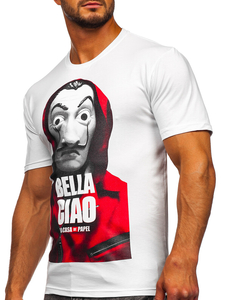 Tee-shirt avec imprimé blanc pour homme Bolf 192410
