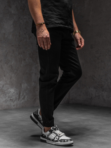 Homme Pantalon de jogging en jean Noir Bolf 8162A1