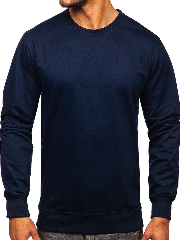 Sweat-shirt bleu foncé sans capuche pour homme Bolf B10001
