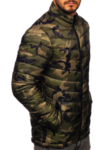Homme Blouson d'hiver matelassée camo Vert Bolf SM80
