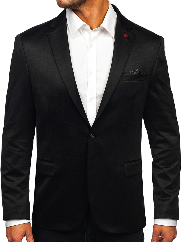 Homme Veste de costume élégante Noir Bolf 022