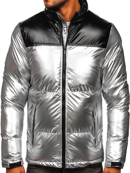 Blouson d'hiver matelassé pour homme argent Bolf 1188