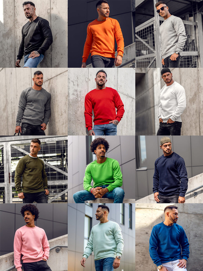 Sweat-shirt sans capuche pour homme orange Bolf 2001A