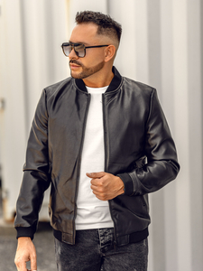 Homme Blouson bomber en cuir Noir Bolf 11Z8105