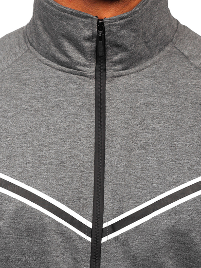 Sweat-shirt à col montant avec fermeture pour homme graphite Bolf B062