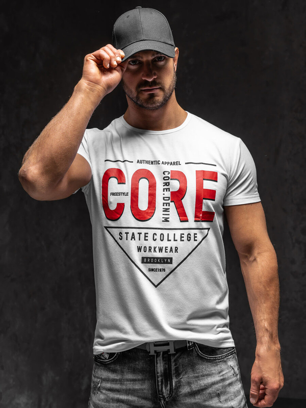 Le t-shirt imprimé pour homme Blanc Bolf KS2098