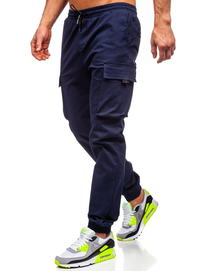Bleu foncé pantalon jogger cargo pour homme Bolf 701  