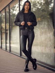 Femme Blouson d'hiver matelassée réversible à capuche Noir Bolf 16M9088