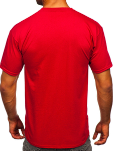 Homme T-shirt basic en coton Rouge Bolf B459