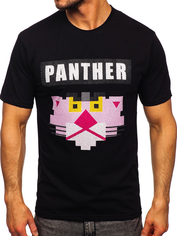 Tee-shirt avec imprimé noir pour homme Bolf 192380