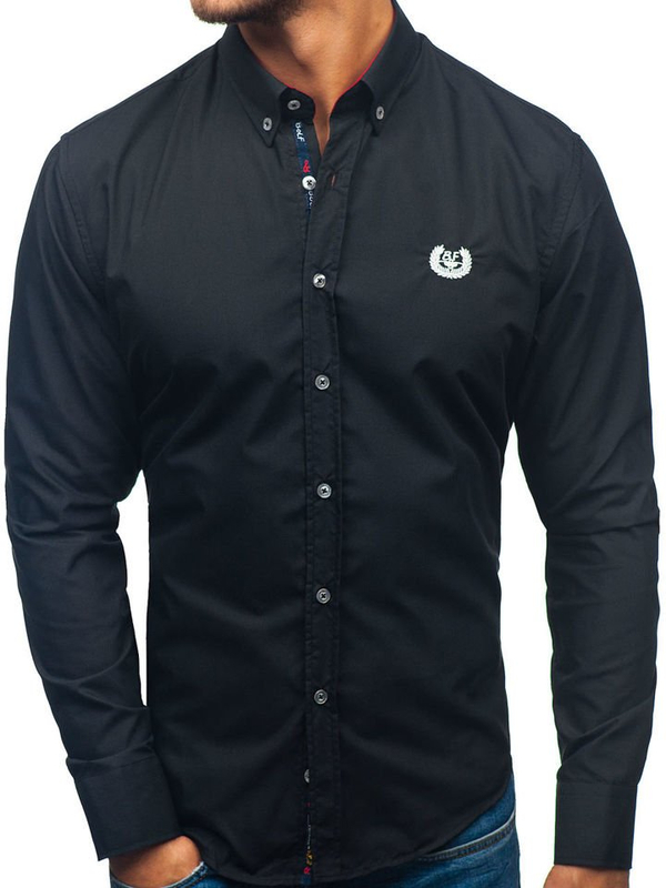 La chemise élégante avec les manches longues pour homme noire Bolf 2772