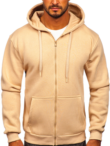 Sweat-shirt beige zippé à capuche pour homme Bolf 2008