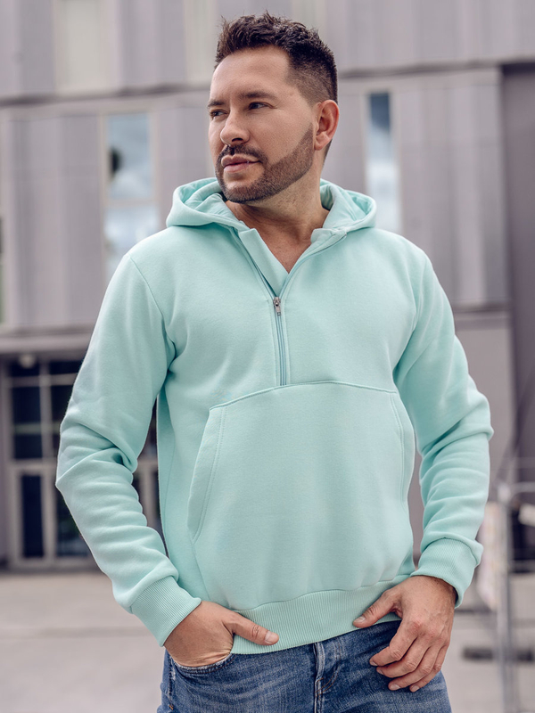 Sweat-shirt à capuche pour homme vert menthe Bolf 02A