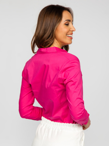 Chemise lisse à manches longues pour femme fuchsia Bolf HH039