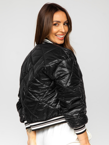 Blouson bomber de transition matelassé pour femme noir Bolf 82556
