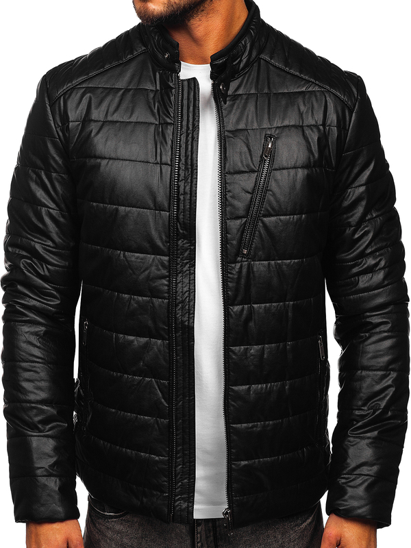 Blouson en cuir biker pour homme noir Bolf EX940