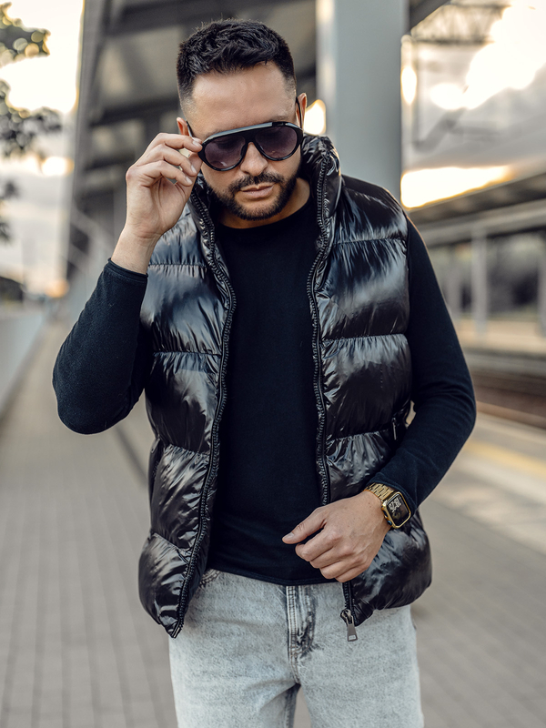 Homme Gilet matelassé épais Noir Bolf 9968