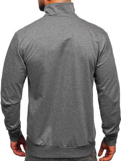 Sweat-shirt à col montant avec fermeture pour homme anthracite Bolf B228