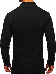 Homme Chemise en mousseline à manches longues Noir Bolf 506