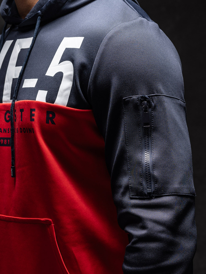 Sweat-shirt imprimé à capuche pour homme rouge Bolf HY972