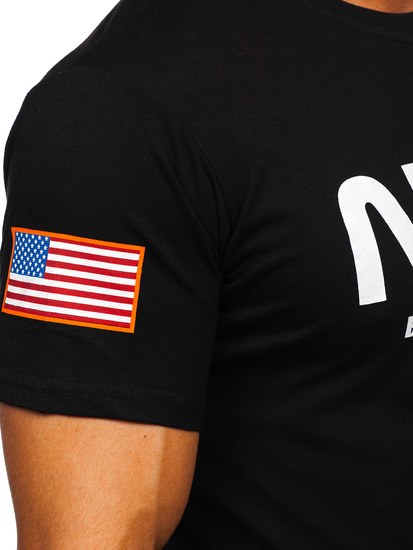 Tee-shirt en coton imprimé pour homme noir Bolf 14401