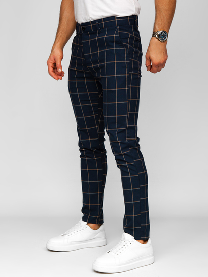 Homme Pantalon élégant à carreaux Bleu foncé Bolf 184177