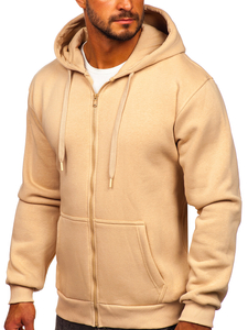 Sweat-shirt beige zippé à capuche pour homme Bolf 2008
