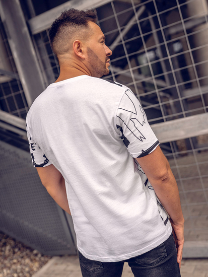 T-shirt homme en coton blanc avec imprimé Bolf KS1972A