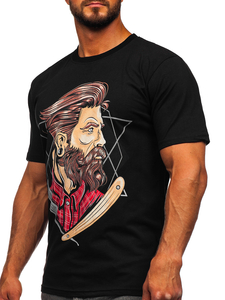 Tee-shirt imprimé en coton pour homme noir Bolf 143024