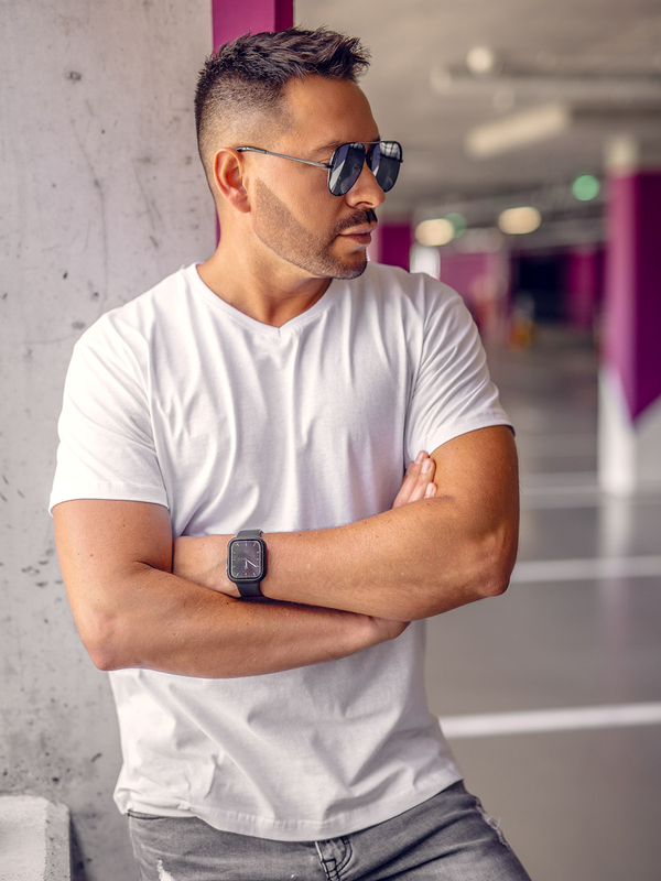 T-shirt col V uni blanc pour homme Bolf 192131A