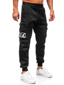 Homme Pantalon jogger cargo chaud Noir Bolf K22