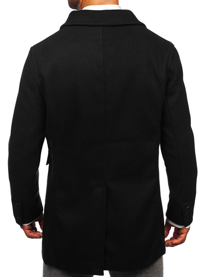 Homme Manteau d'hiver croisé courte Noir Bolf 11Z8215