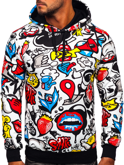 Sweat-shirt imprimé à capuche pour homme multicolore Bolf 141003