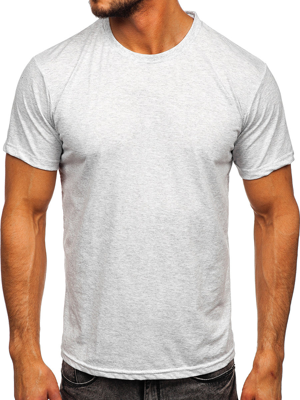 T-shirt uni gris clair en coton pour homme Bolf 192397