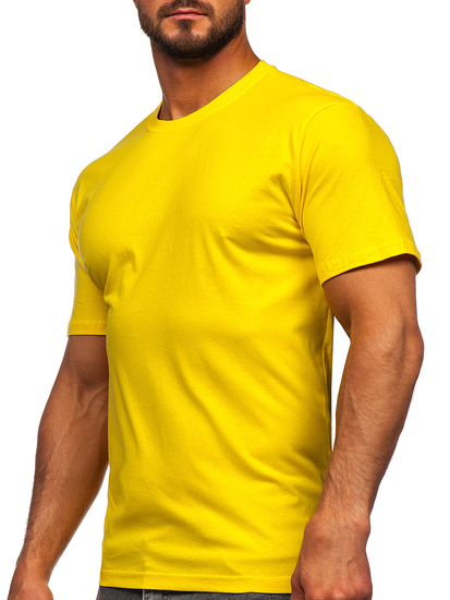 T-shirt uni en coton jaune pour homme Bolf 192397