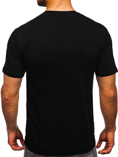 T-shirt noir en coton avec imprimé homme, modèle Bolf 14402