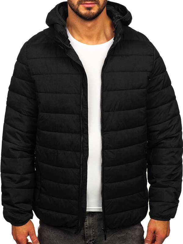 Homme Blouson à mi-saison matelassé à capuche Noir Bolf 5M3197