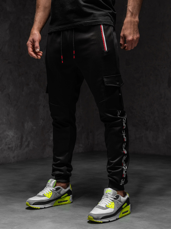 Homme Pantalon de jogging cargo Noir Bolf K10279A1