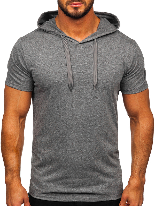 Tee-shirt sans imprimé à capuche pour homme graphite Bolf 8T89