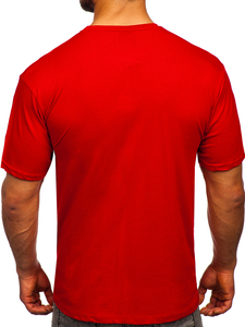 T-shirt homme en coton rouge sans imprimé Bolf 192397