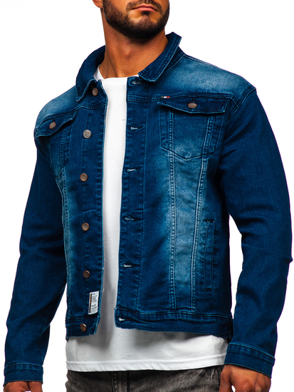 Le blouson en jean pour homme bleu foncé Bolf MJ512BS