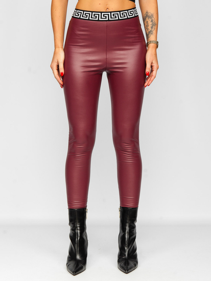 Legging en simili cuir pour femme bordeaux Bolf MY16572