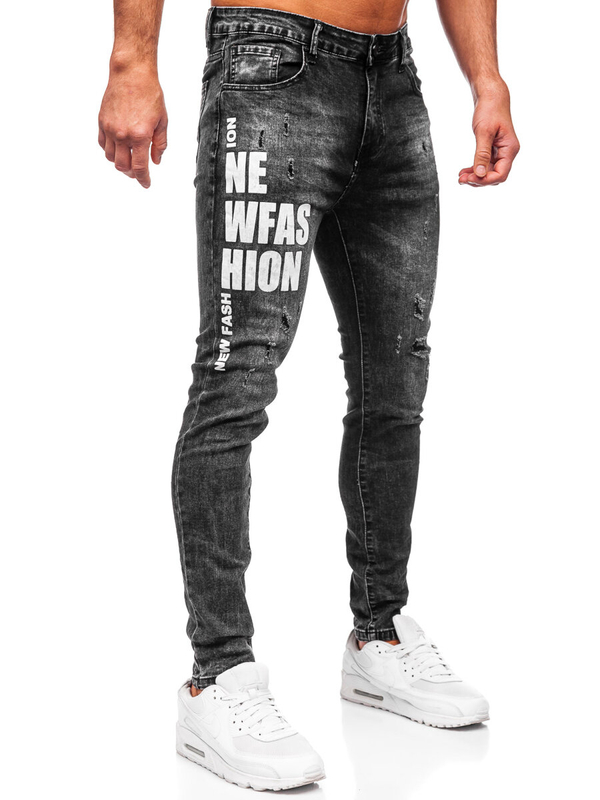 Homme Pantalon en jean slim fit Noir Bolf TF291