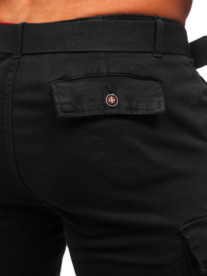 Short cargo avec ceinture pour homme noir Bolf MP0109NA