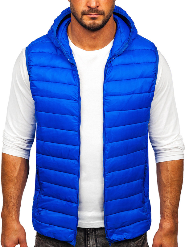 Gilet matelassé à capuche pour homme bleu cobalt Bolf LY36