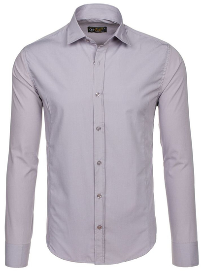 Chemise élégante grise à manches longues pour homme Bolf 1703