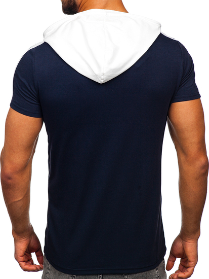 Tee-shirt uni à capuche pour homme bleu foncé Bolf 8T299
