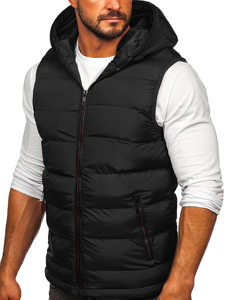 Gilet épais matelassé à capuche pour homme noir Bolf 7M805