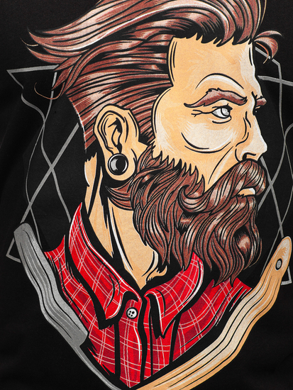 Tee-shirt imprimé en coton pour homme noir Bolf 143024