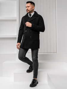 Homme Manteau d'hiver croisé courte Noir Bolf 11Z8215A1